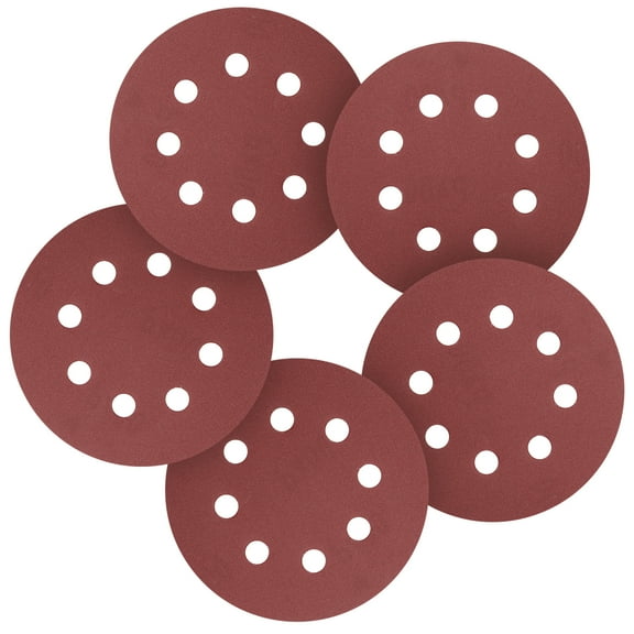 100 Pack 5 Inch Sanding Disc 180 Grit 8 Hole Round Hook and Loop Sandpapers Fit for Random Orbital Sander Automotive or Cars Repairing, Grinding or Polishing, Red