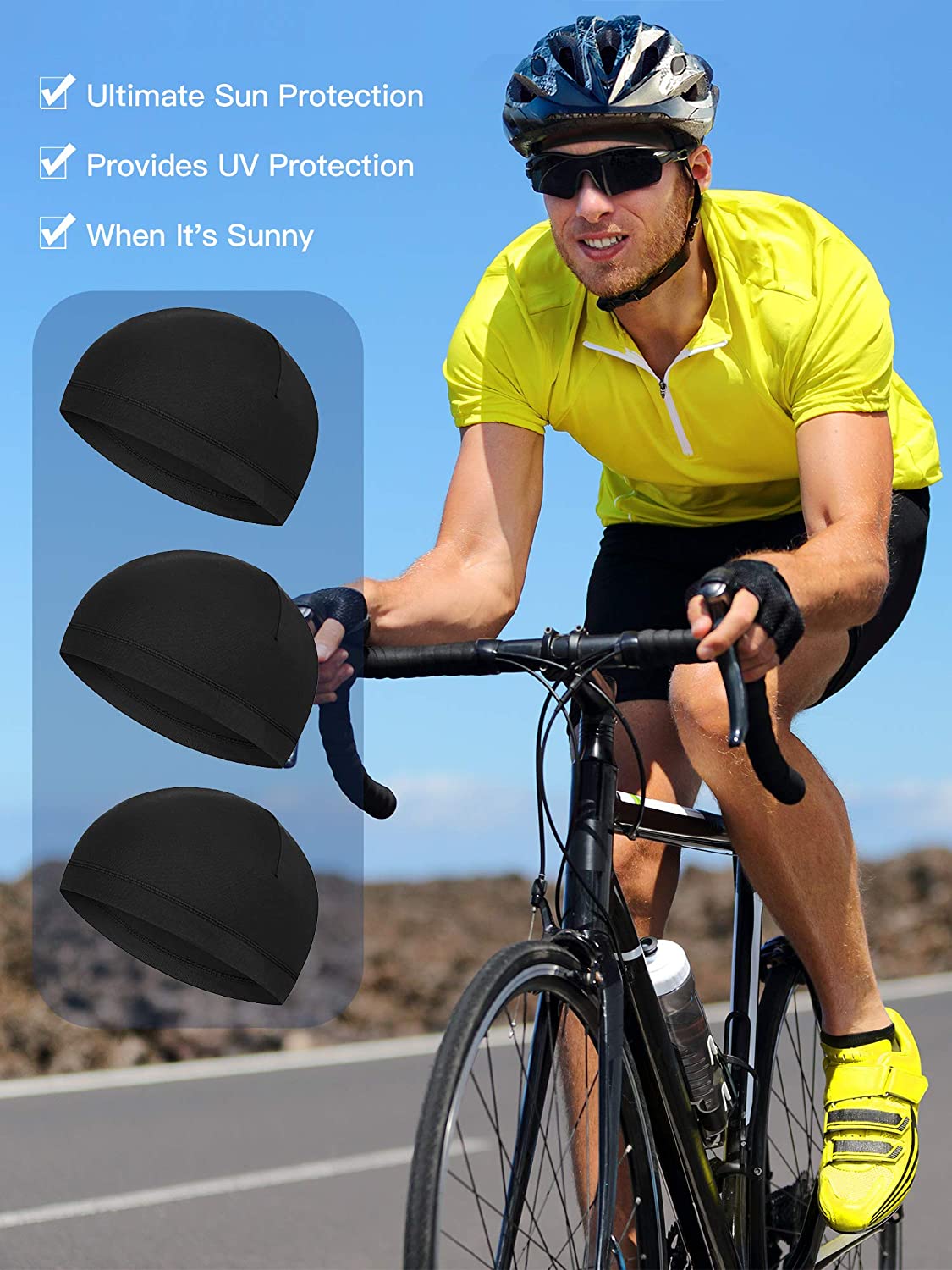 9 Pieces Skull Cap Running Hats Sweat 