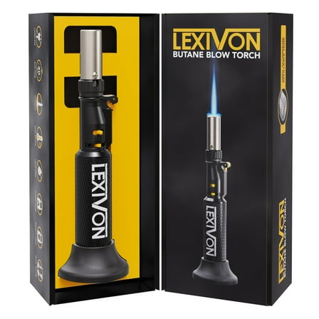 LEXIVON Butane Blow Torch, Refillable Upright Lighter with Adjustable Flame and Pro-Grade Aluminum Tank | Ideal for Soldering and Kitchen Tasks (LX-760)