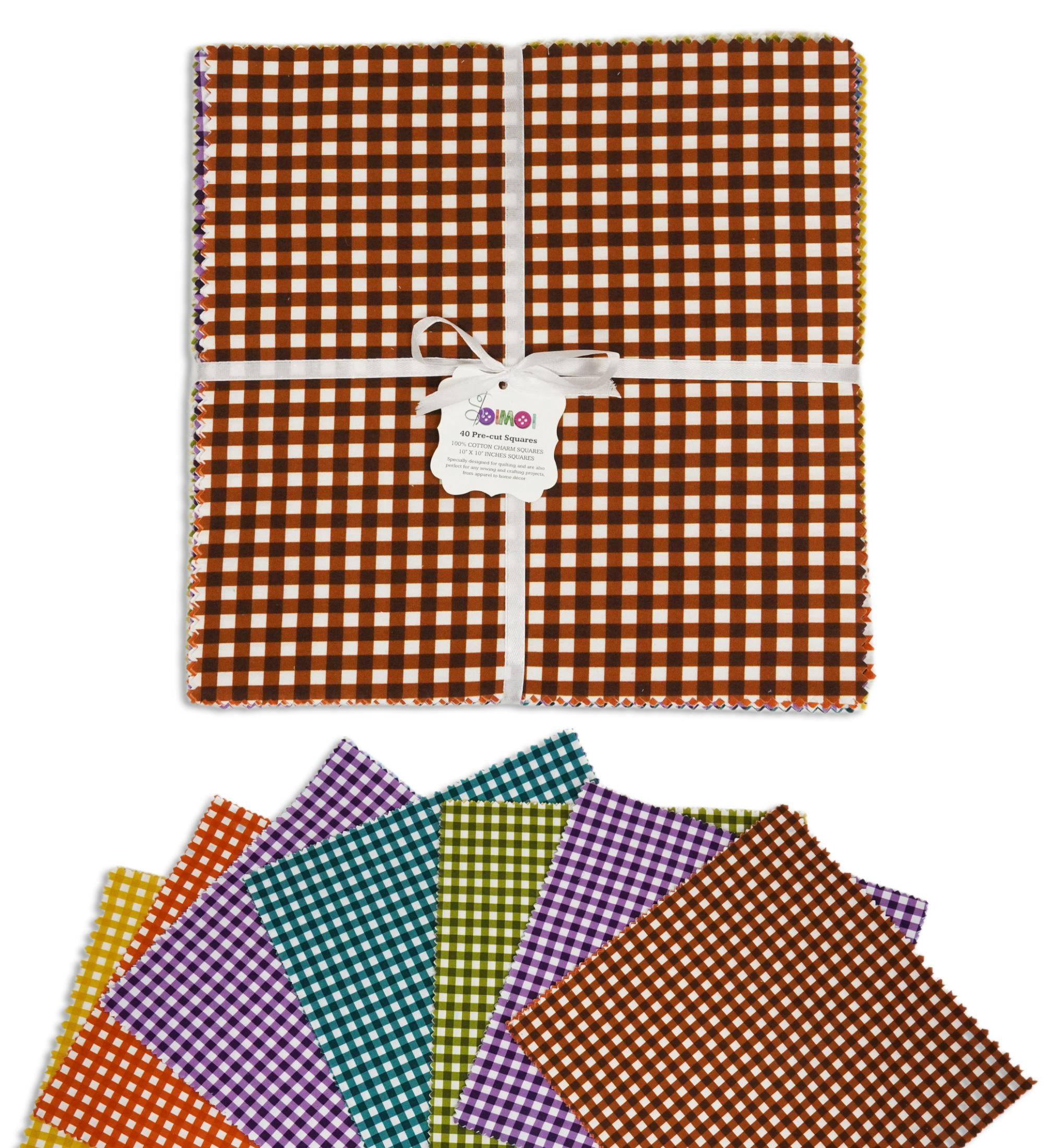 Soimoi Precut 10-inch Gingham Prints Cotton Fabric Bundle Quilting Squares Charm Pack DIY Patchwork Sewing Craft