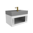 thumbnail image 4 of Amazon 30" White Wood Floating Vanity with Gray Top and Gold Trim, 4 of 10