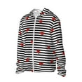 thumbnail image 2 of Rocae Ladybugs on Black and White Striped Print Breathable Sun Protection Hoodie Quick-Dry Lightweight Long Sleeve Hoodie Unisex Running Sports Shirt Medium, 2 of 9