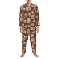 thumbnail image 3 of Susaid Beautiful Fox Print Men's Long Sleeve Pajama Set, Two-Piece Button-Down Loungewear PJs Set, Comfortable Sleepwear for Relaxation-Medium, 3 of 7