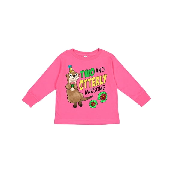 Inktastic Two and Otterly Awesome Cute Second Birthday Otter Boys or Girls Long Sleeve Toddler T-Shirt