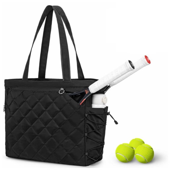 Quilted Tennis Bag with Straps and Racket Compartment, Waterproof Lightweight Sports Travel Bag
