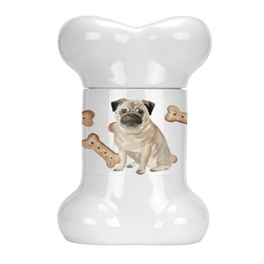 Fawn Pug #2 Bone Shaped Treat Jar