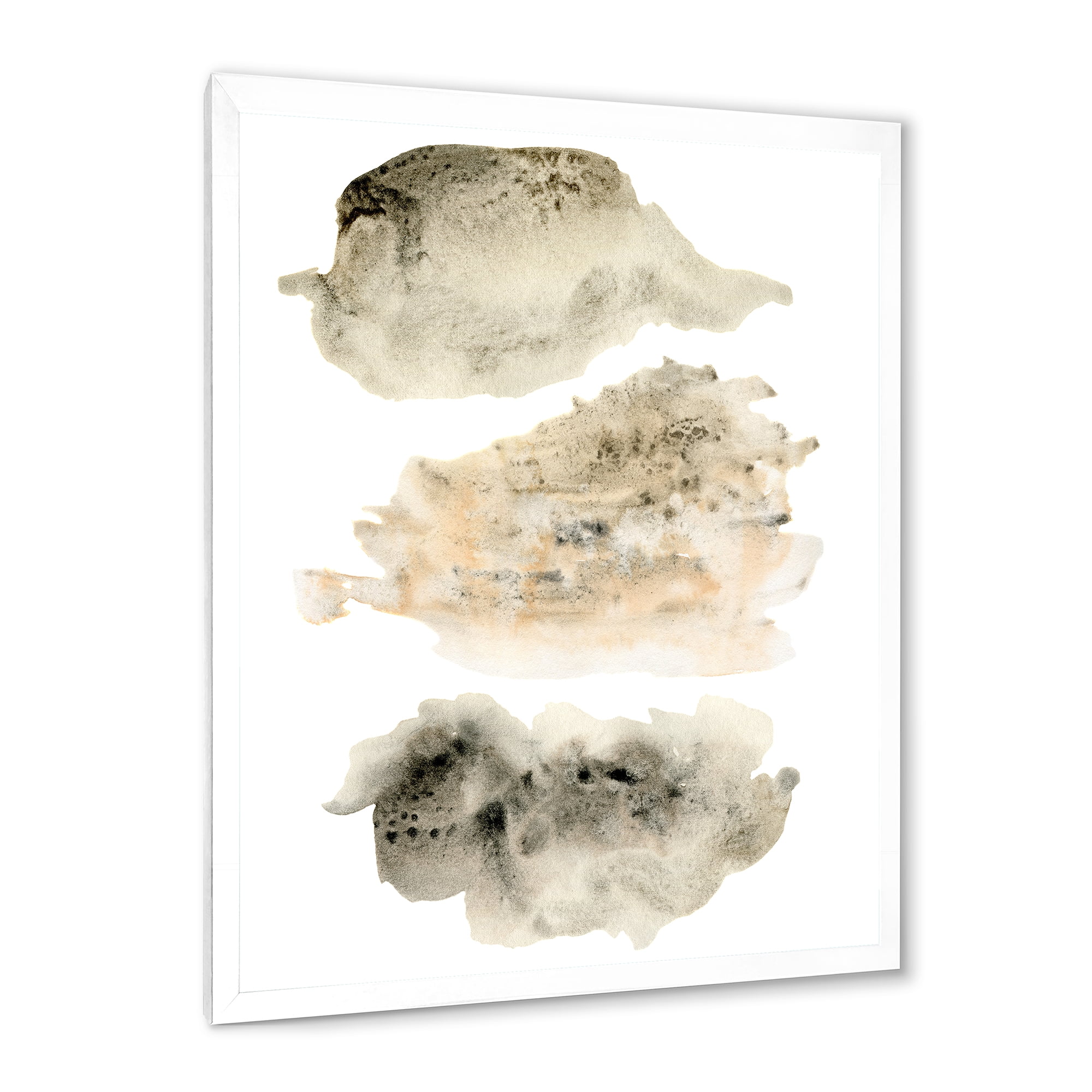 Designart 'Golden Beige and Grey Clouds I' Modern Framed Art Print