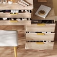 thumbnail image 3 of Bureau de Maquillage Jaune Brun à 7 Tiroirs avec Miroir LED - Table de Maquillage Moderne & Tabouret pour Chambre & Dressing / Coiffeuse MDF avec Rangement, 3 of 15