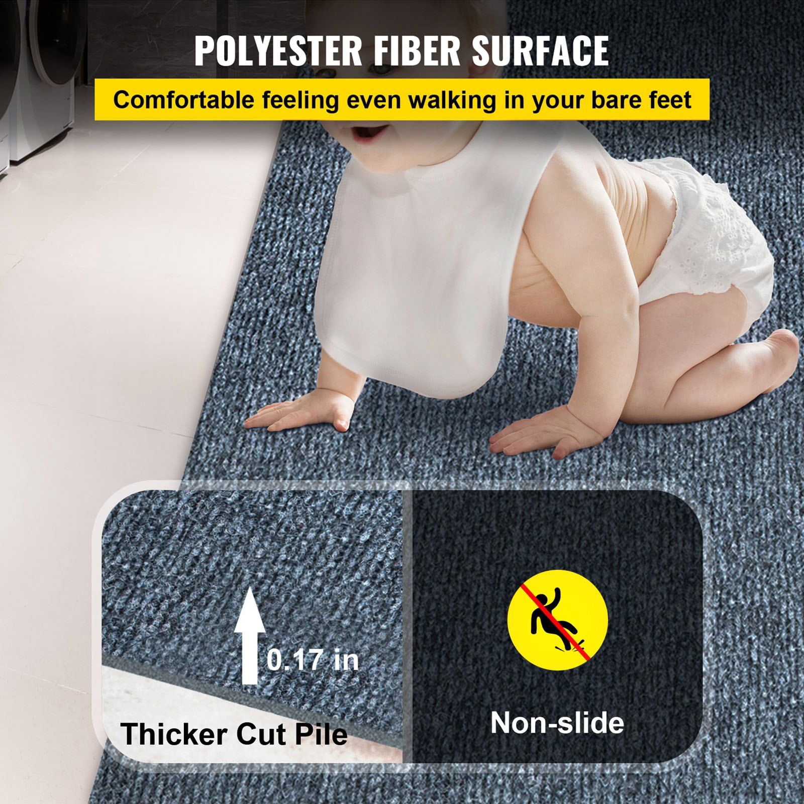 Boat Carpet Rugs Indoor Outdoor Rugs for Patio Deck Anti-Slide TPR Water-Proof Back Cut Outdoor Marine Carpeting Easy Clean Outdoor Carpet Roll, 6 ft x 13.1ft