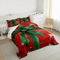thumbnail image 3 of jejeloiu Green Bow Knot Queen Comforter Set Merry Xmas Snowflake Reindeer Microfiber Reversible Decor 3-Piece, 3 of 8