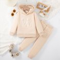 thumbnail image 4 of HFHAPW Boys Girls Sweatsuit 2 Piece Outfits Cozy Athletic Tracksuit Set Pullover Hoodie and Jogger Pants Kids Clothes(Khaki,5-6 Y), 4 of 9