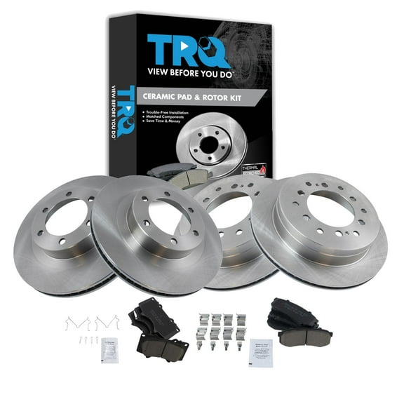TRQ Front and Rear Brake Pad & Rotor Kit Brake Pads Brake Rotor Ceramic Fits Select 2003-2009 Lexus GX470 Toyota 4Runner