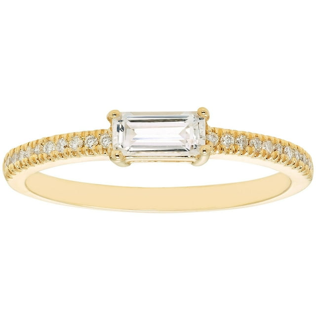 Baguette Cut Gemstone and 0.10 CT. T.W. Diamond Ring in 14K Gold