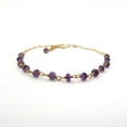thumbnail image 3 of Amethyst 3.5mm Rondelle Shape Faceted Cut Beads 7 inch Adjustable Gold Plated Clasp Bracelet for men, women, unisex. Link Chain Stacking Bracelet.|LINK_00268, 3 of 4