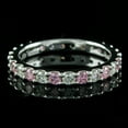 thumbnail image 2 of Women's Round Cut Pink Sapphire Eternity Band Ring 14K White Gold Plated - 8, 2 of 4