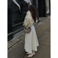 thumbnail image 3 of Abrigo elegante liso con cuello redondo y un solo botón, abrigos de lana gruesos de manga larga elegantes, nueva ropa de invierno para vacaciones en la calle, 3 of 5