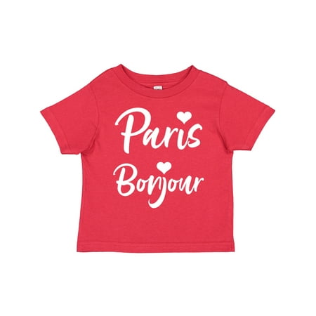 

Inktastic Paris Bonjour with Hearts in White Text Gift Toddler Boy or Toddler Girl T-Shirt