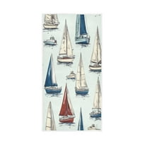 Bath Towel Single-Sided Printed Highly Absorbent Soft Quick Towel for Bathroom Spa Gym & Sports Watercolor Painting Of A Sailboat