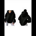 thumbnail image 3 of Sudadera con Capucha de Gran Tamaño para Mujer, Cuello en V, Forro , Larga, Estilo Y2K, Ropa de Otoño A Negro S, 3 of 7