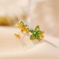 thumbnail image 2 of K-KED Real 925 Sterling Silver Stud Women Natural Jade Jasper Star Flower Earrings, 2 of 6
