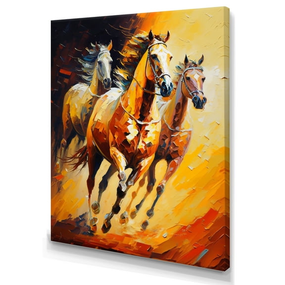 Designart Two Horses Running IV Canvas Wall Art