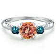 thumbnail image 3 of Gem Stone King 10K White Gold Ecstasy Mystic Topaz and Blue Diamond 3-Stone Ring for Women | 1.20 Cttw | Round 6MM | Gemstone November Birthstone | Size 5, 3 of 6