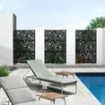 thumbnail image 3 of 72"x47" Outdoor Privacy Screen with Stand Metal Balcony Decorative Screen,Black, 3 of 7