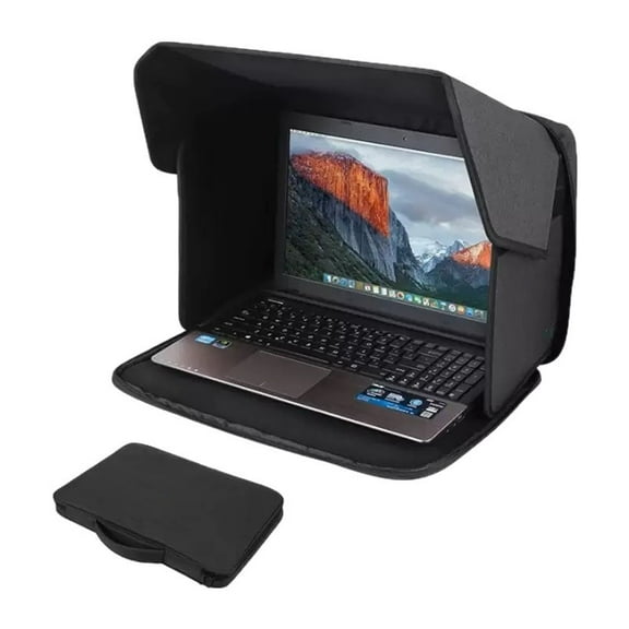 Laptop Sun Shade - Sun Glare Shield & Privacy Screen Hood, Foldable Portable Laptop Cover for Outdoor Working, Fits 12-16 Inch Laptops with Storage Bag