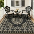 thumbnail image 5 of Kohree Outdoor Plastic Straw Rug 9'x12' ,Waterproof Mat with 4 Corner Loops Indoor Outdoor for RV, Camping, Deck ,Balcony (Morocco-Black & Brown), 5 of 7