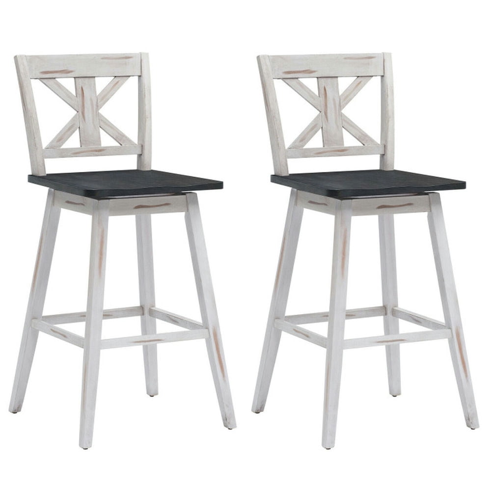 GVN Set of 2 360-Degree Swivel Bar Stools for Home Restaurant-White, Bar Height Stools, Counter Height Bar Stools for Kitchen, Dining Room GVN Set of 2 360-Degree Swivel Bar Stools for Home Restaurant-White, Bar Height Stools, Counter Height Bar Stools for Kitchen, Dining Room