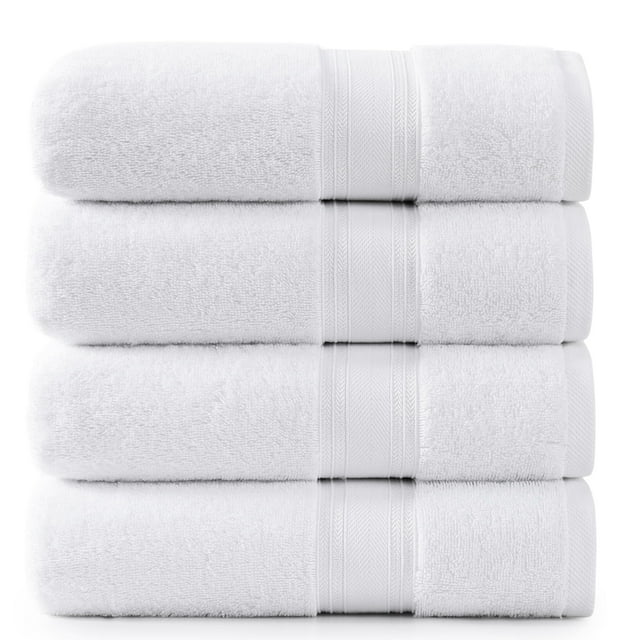 Juego de toallas de baño LANE LINEN, lujosas, blancas, 100% algodón, 4 unidades