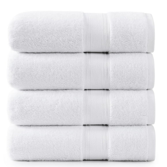 Juego de toallas de baño LANE LINEN, lujosas, blancas, 100% algodón, 4 unidades