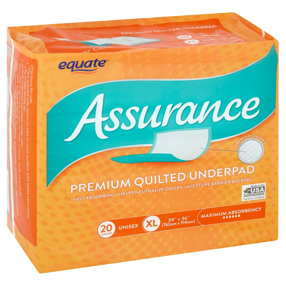 Assurance Maximum Absorbency Unisex Premium Quilted Underpad, XL, 20