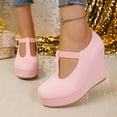 thumbnail image 5 of GERsome Closed Toe Wedge Heels for Women Elastic Ankle Strap Slip-On Casual Work Pumps Dress Shoes, Pink Size 9.5, 5 of 8