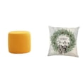 thumbnail image 1 of Taburete otomano redondo con reposapiés, asiento tipo banco, silla, sofá cilíndrico pequeño, taburete de té, cojín navideño, funda de poliéster, funda, 1 of 8