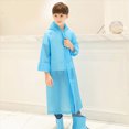 thumbnail image 2 of Hooded Transparent Raincoat Girl Boys Rain Coat Hooded Outdoors Clear Waterproof Kids Toddler Children's Rainwear Protective Covers,Blue,ONESIZE, 2 of 5