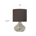 thumbnail image 4 of Simple Designs Glass Raindrop Table Lamp with Fabric Shade, Smoke Gray with Gray Shade, 4 of 9