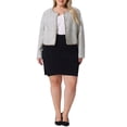 thumbnail image 3 of Agnes Orinda Plus Size Plaid Tweed Blazer for Women Collarless Long Sleeve Open Front Work Short Jacket 4X White, 3 of 7