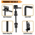 thumbnail image 3 of Gate Cane Bolt, Gate Drop Rod Erosion Resistant 2 Set 12 Inch Heavy Duty User Friendly  for Garden, 3 of 7