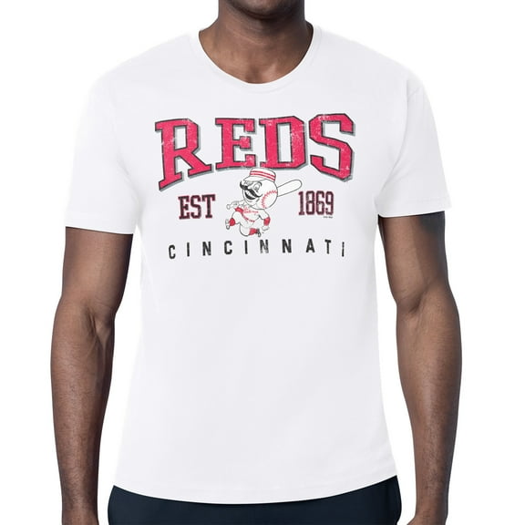 Men's Starter White Cincinnati Reds Distressed Logo T-Shirt
