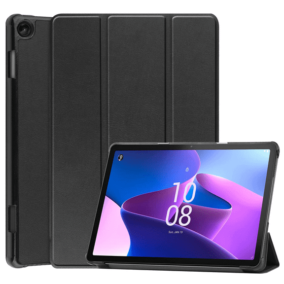 For Compatible Lenovo Tab M10Plus 3rd Gen Tablet Cover 10.6" Slim Tri-Fold Stand Smart Cover, Multi View Stand Hard Case Folio Cover Auto Sleep/Wake Protection Black