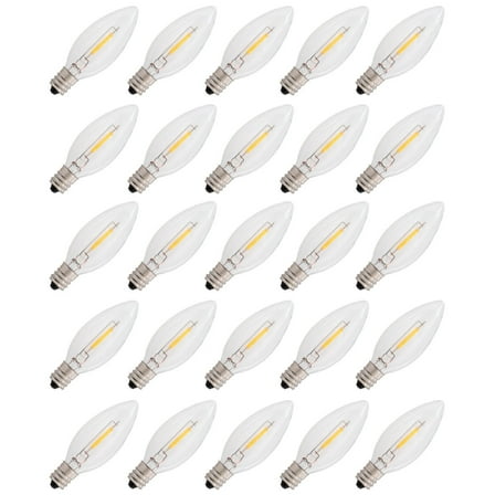 25 Pack LED Replacement Light Bulbs for Electric Candle Lamps, E12 Base 0.7w 120v