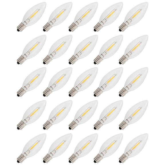 25 Pack LED Replacement Light Bulbs for Electric Candle Lamps, E12 Base 0.7w 120v