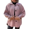 thumbnail image 1 of Plus Size Women's Soft Wool Button Down Coat With Pockets Stylish Warm Outerwear For Fall And Winter Season, 1 of 8