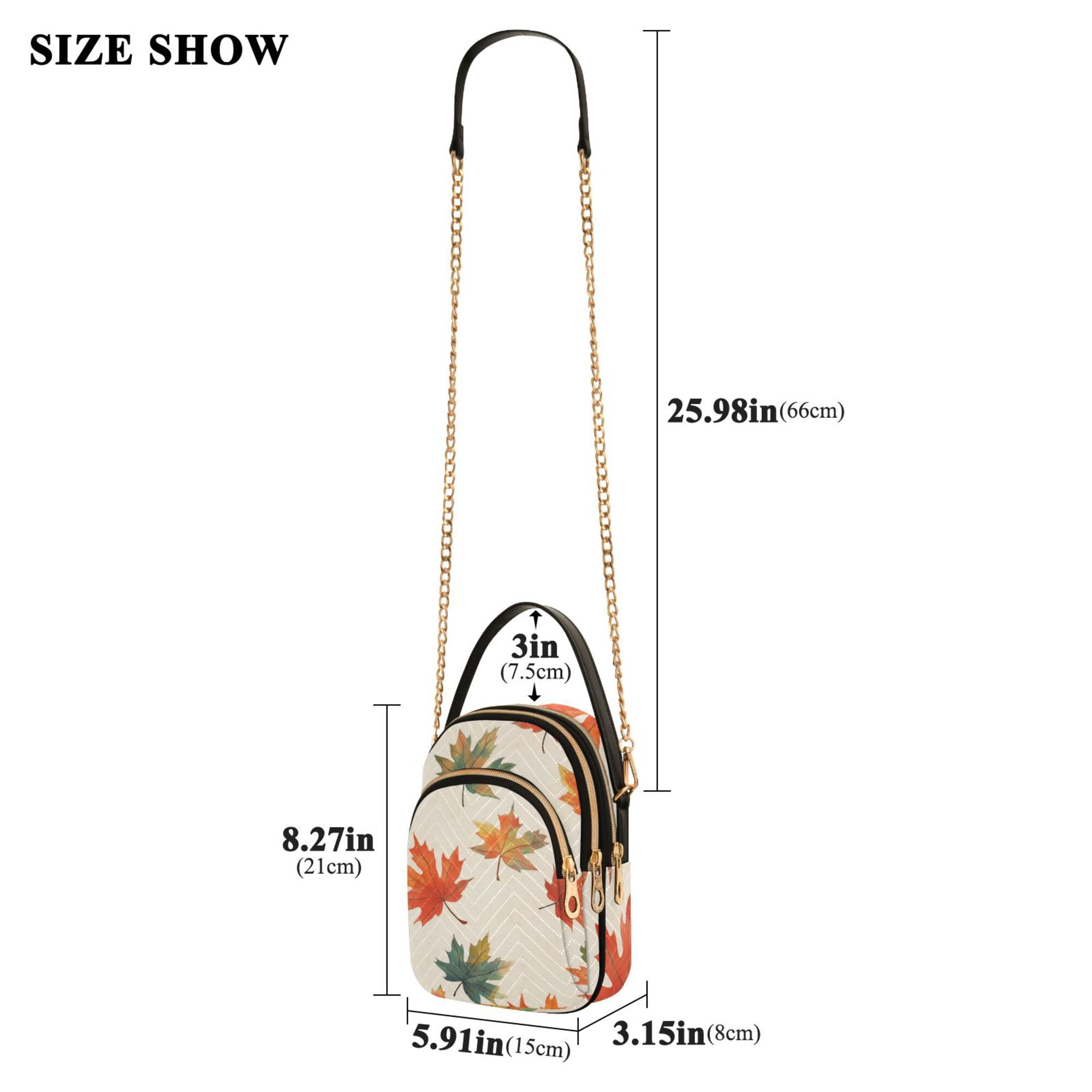 FORMRS Crossbody Bag for Women Quilted Travel Shoulder Cell Phone Purse with Chain Strap Handbag, Orange Autumn Leaves