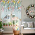thumbnail image 5 of Easter Eggs Swag Kitchen Curtain Valances, Spring Yellow Pink Floral Leaves Light Green Wood Grain Rod Pocket Curtains Window Treatment Decor Valances for Bedroom Bathroom, 2 Panels 36 x 45 Inch, 5 of 9