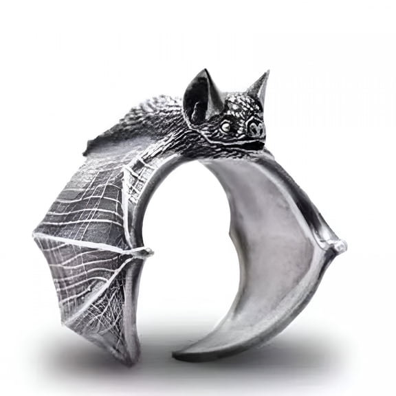 DESIGNICE 2026 New Women Men Vintage Gothic Bat Rings Adjustable Bat Open Finger Rings for Halloween Bat Jewellery for Party,Cosplay,Festival,Casual