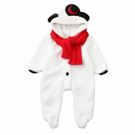 

TAIAOJING Baby Boys Girls One-Piece Romper Jumpsuit Toddler Christmas Snowman Warm Outwear Playsuit Outfit 18-24 Months
