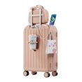 thumbnail image 1 of 22-inch (55cm) Pink ABS+PC Multi-Functional Luggage Set with 360° Silent Universal Wheels, 3-Digit Combination Lock, USB Port, Foldable Cup Holder, Side Hook & Detachable Subcase - B218 Travel, 1 of 7