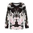 thumbnail image 4 of Tittly T Shirts for Women Graphic Tees Women's Long Sleeved V Neck Floral And Plant Printed Casual Fashion T Shirt Top Tshirts Shirts Spring Tops for Women Black L, 4 of 5